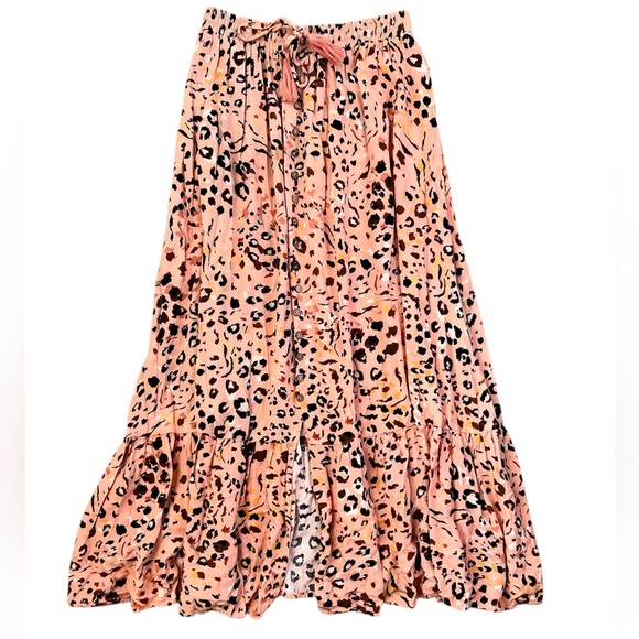 Petal + Pup Apricot Halette Slit Front Maxi Skirt - Picture 2 of 9